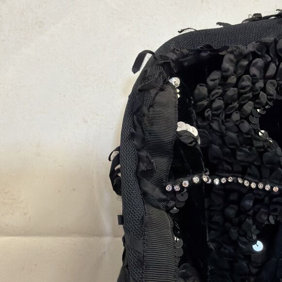 Vintage Sachi New York Black Long Cardigan Coat Beaded Lace Embellished - Picture 10 of 14